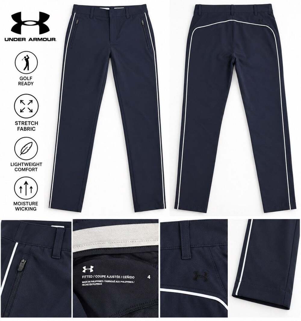 Under Armour women’s UA Golf Pants Black Straight Fit Flat Front size 4